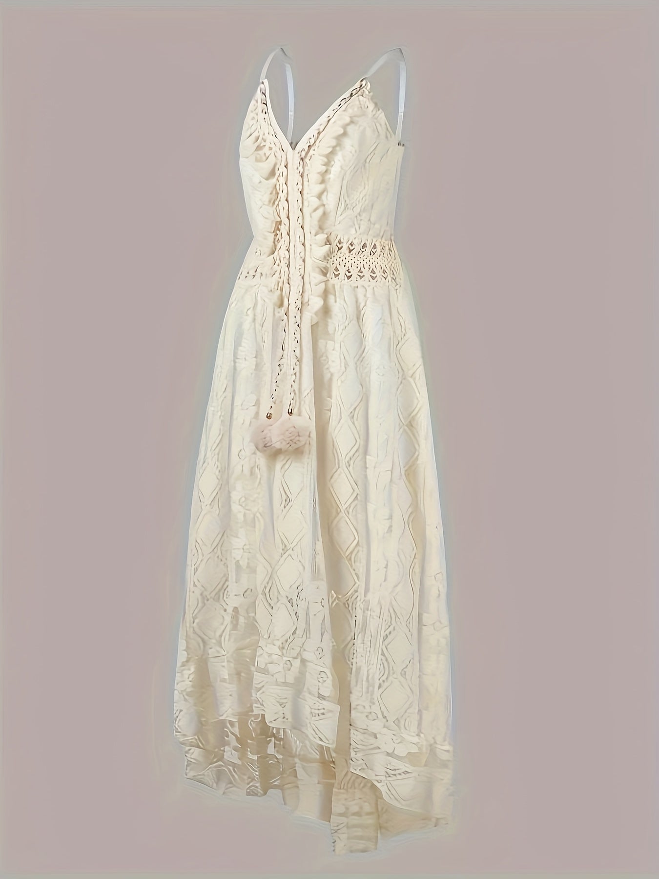 Elegant V-Neck Lace Slingback Maxi Dress
