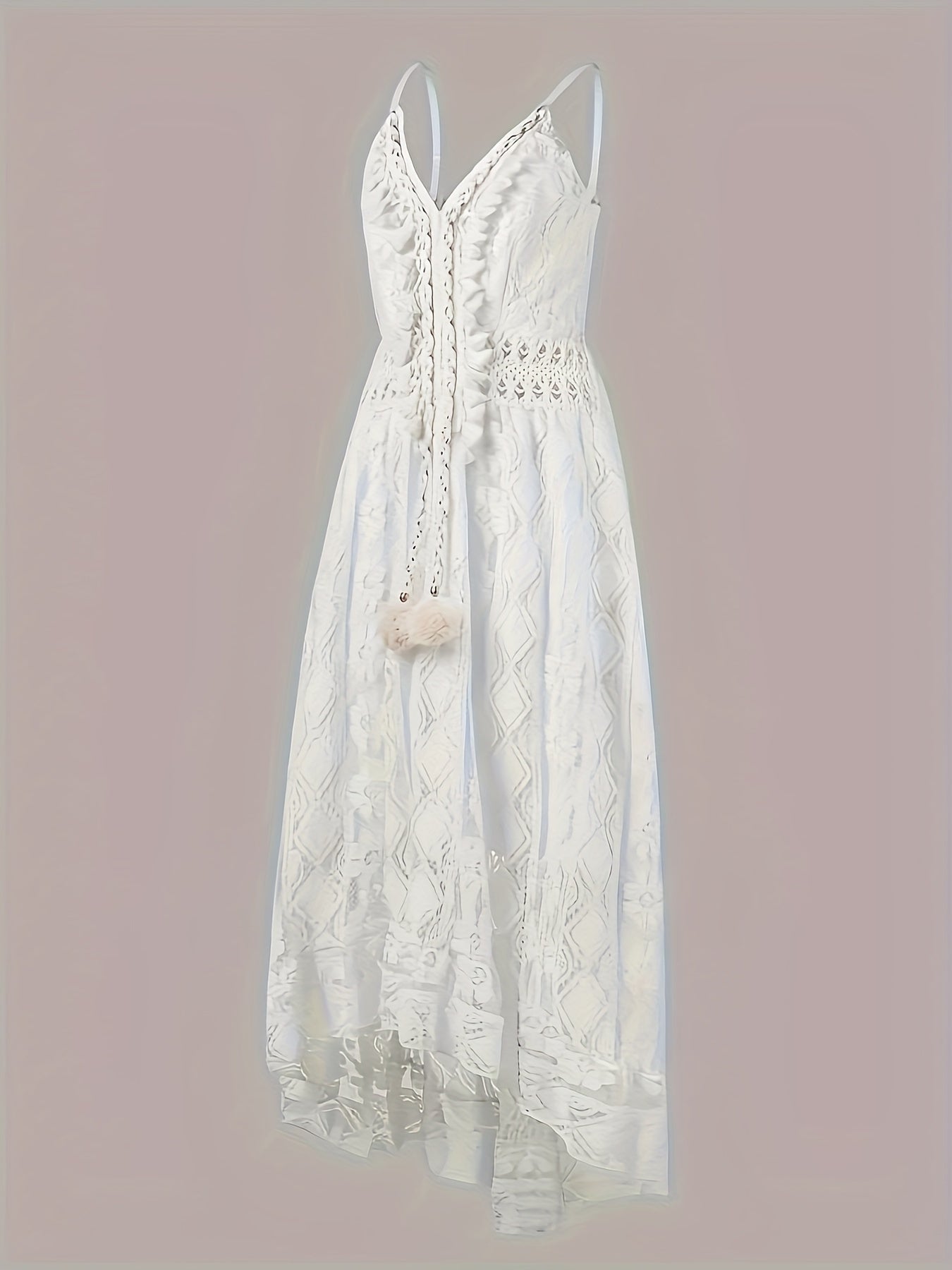 Elegant V-Neck Lace Slingback Maxi Dress