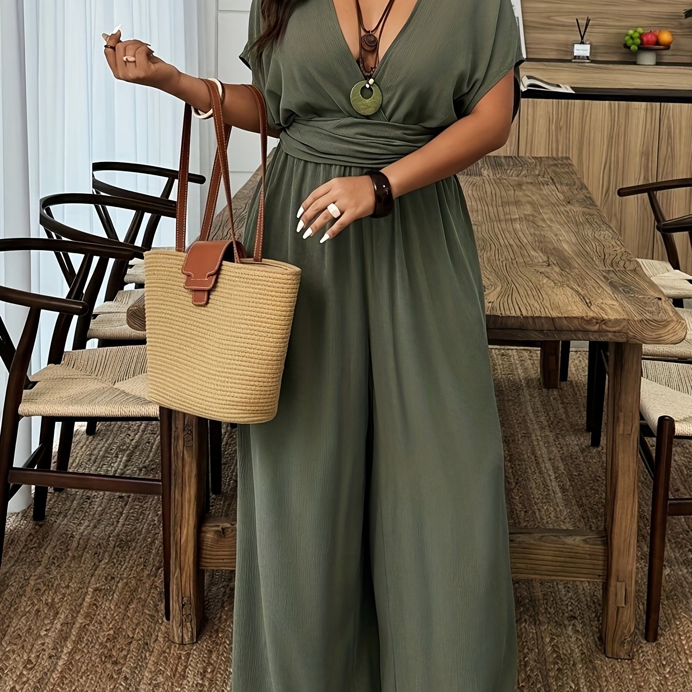 Women's Elegant Olive Green Pantsuit