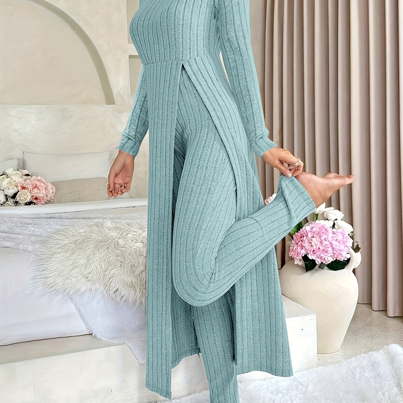 Ribbed Long-sleeved