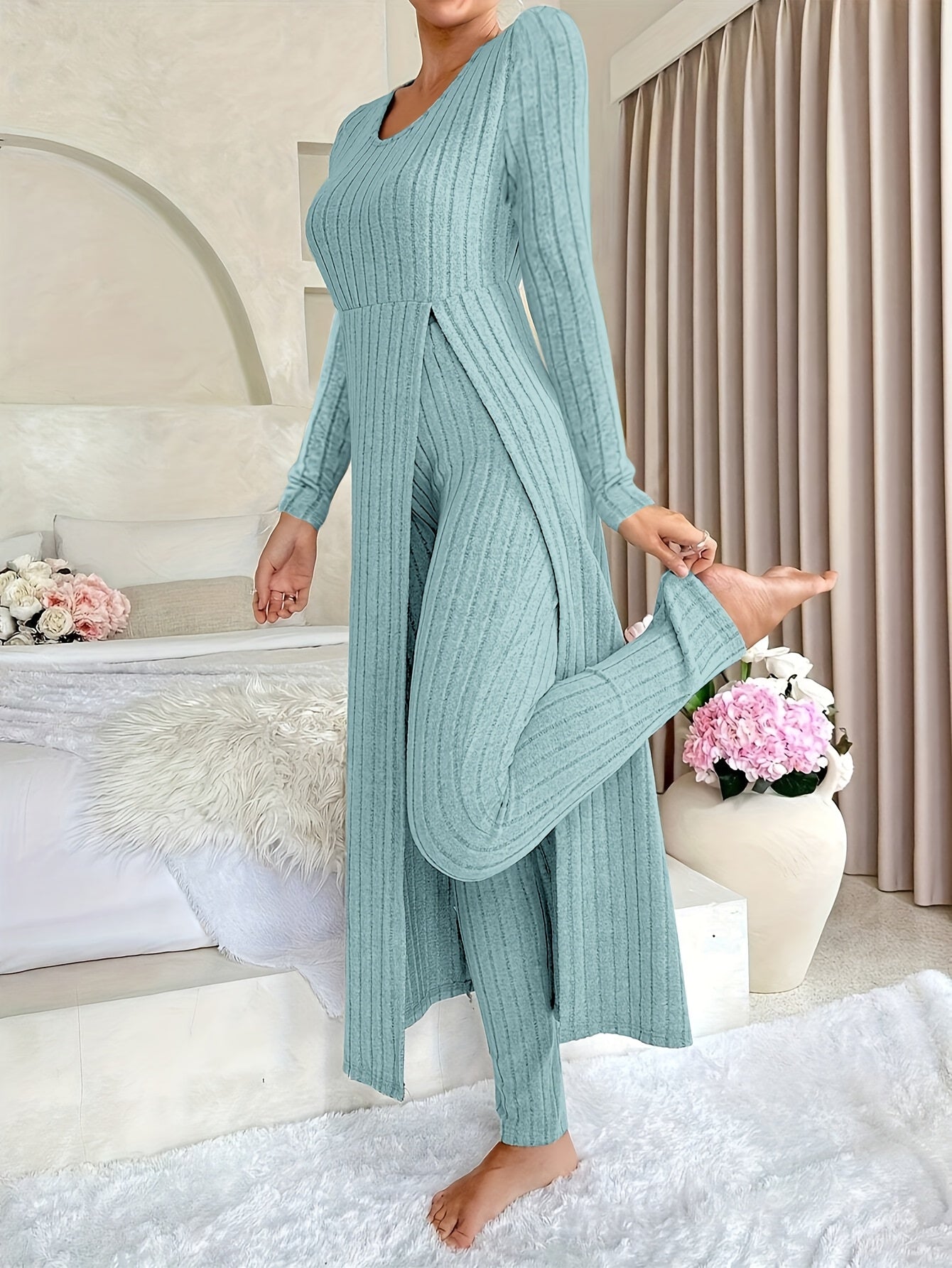 Ribbed Long-sleeved