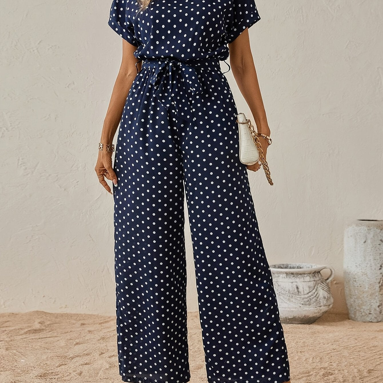 Elegant Off-Shoulder Polka Dot Jumpsuit for Women