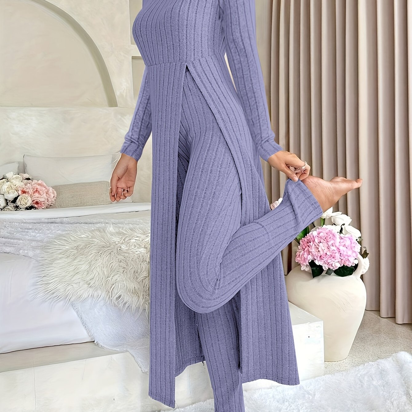 Ribbed Long-sleeved
