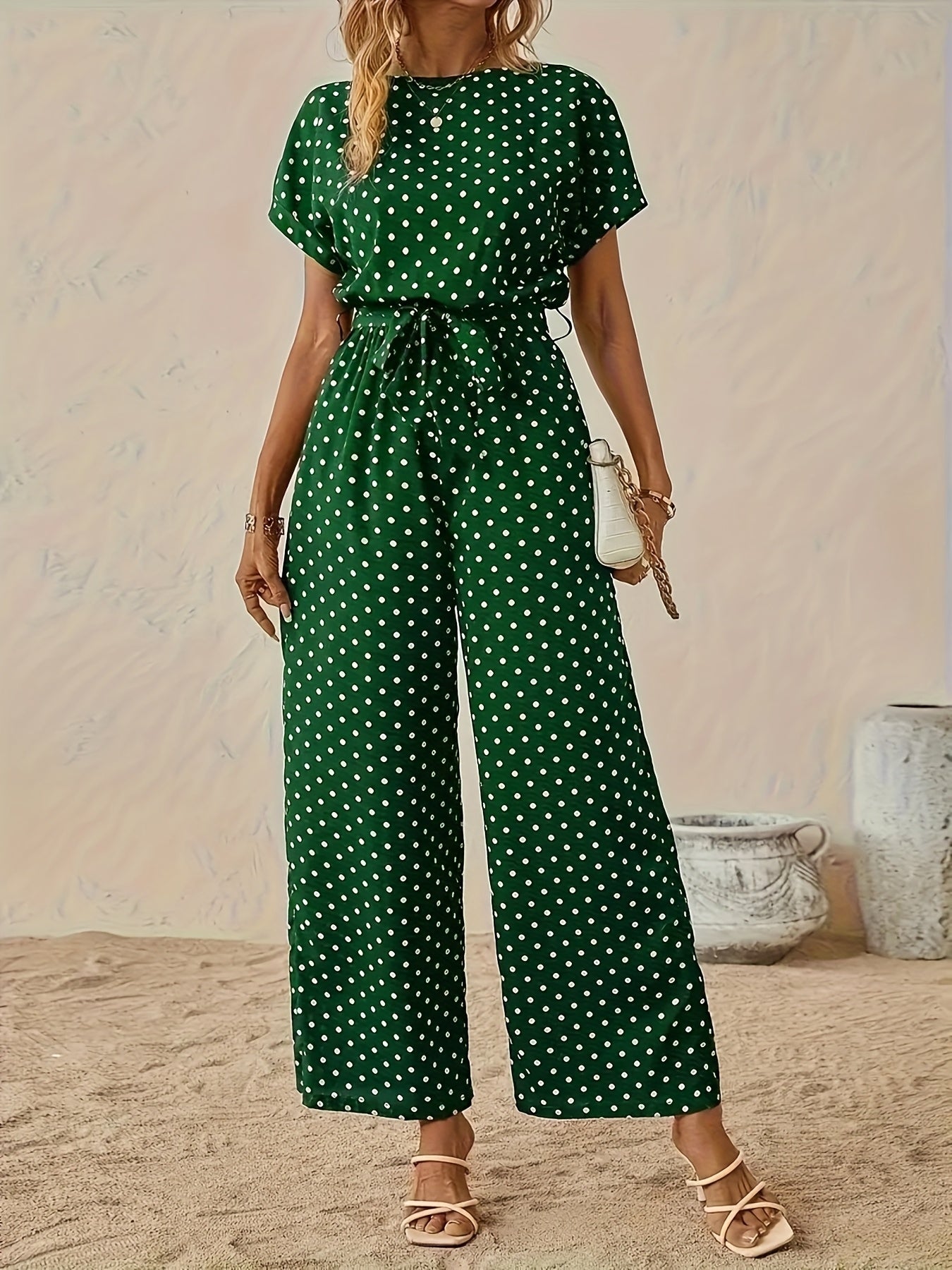 Elegant Off-Shoulder Polka Dot Jumpsuit for Women