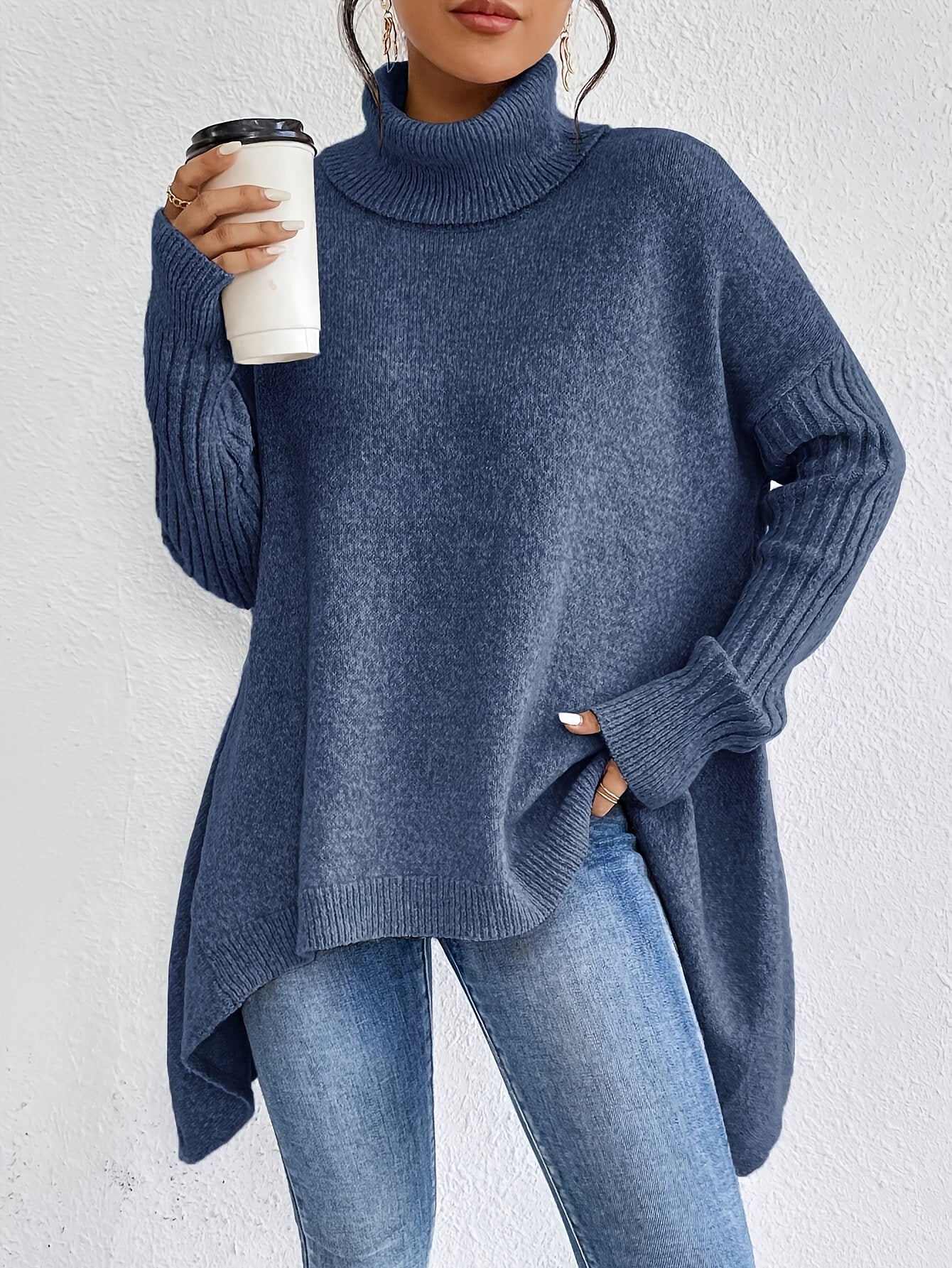 Casual Long Sleeve High Neck Pullover