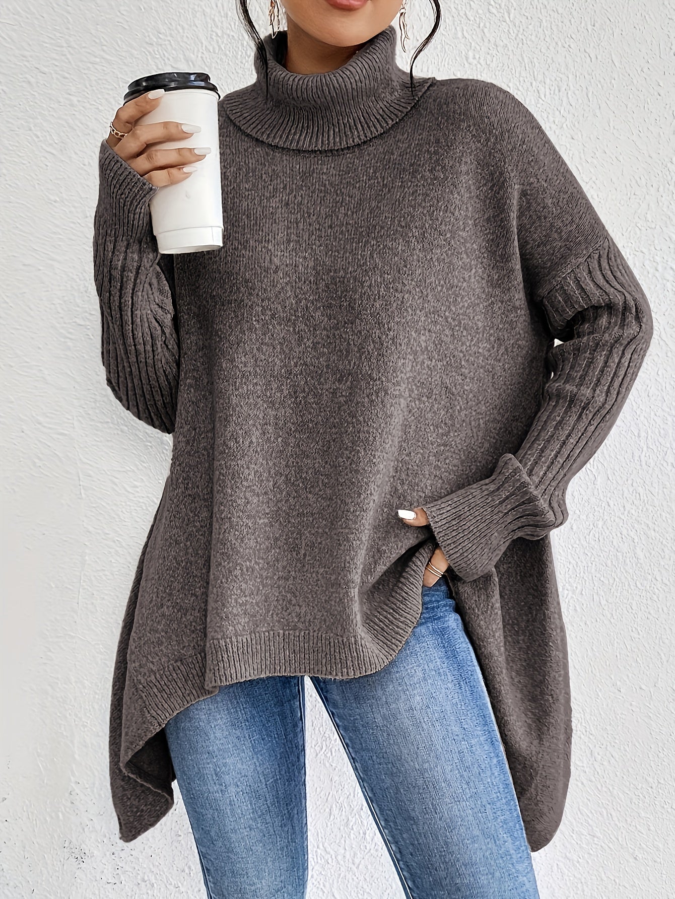 Casual Long Sleeve High Neck Pullover