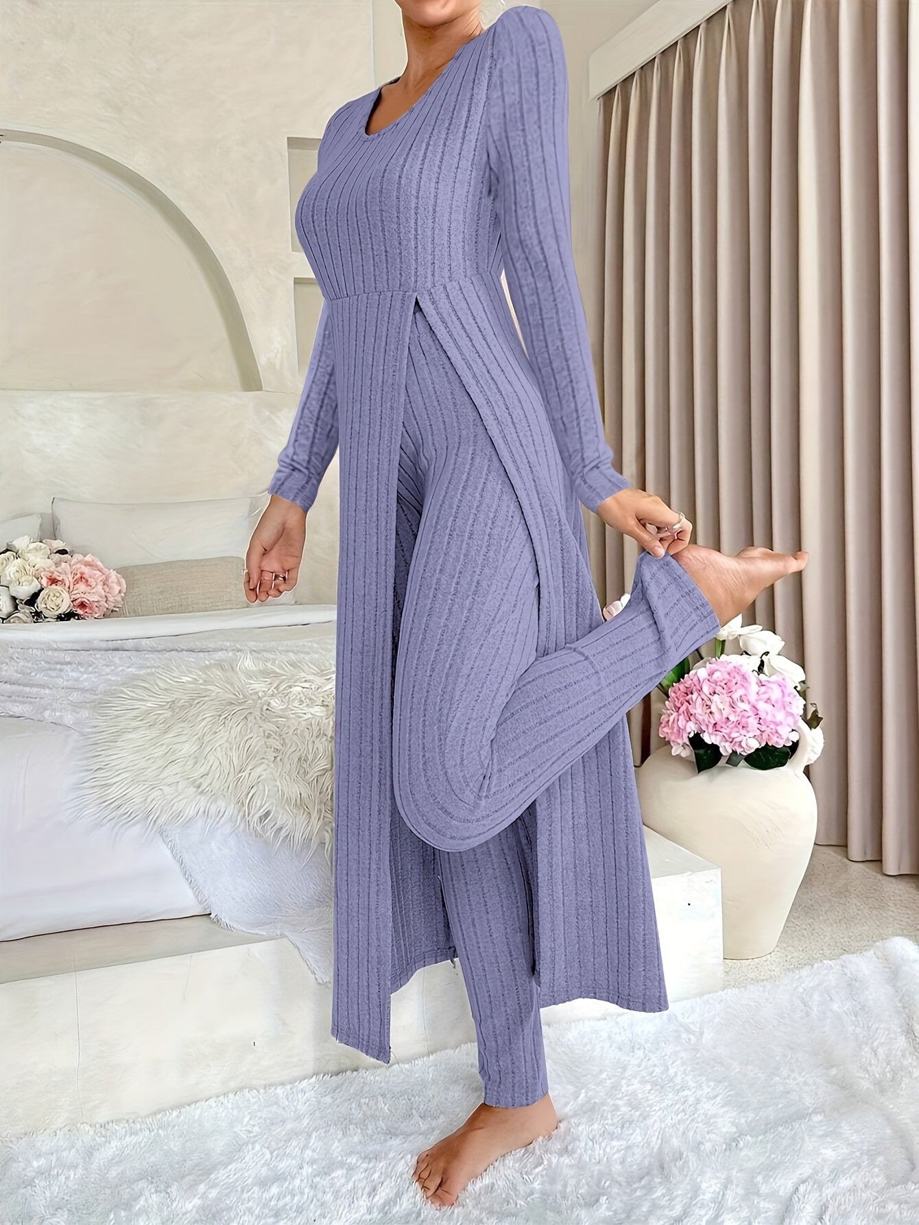 Ribbed Long-sleeved
