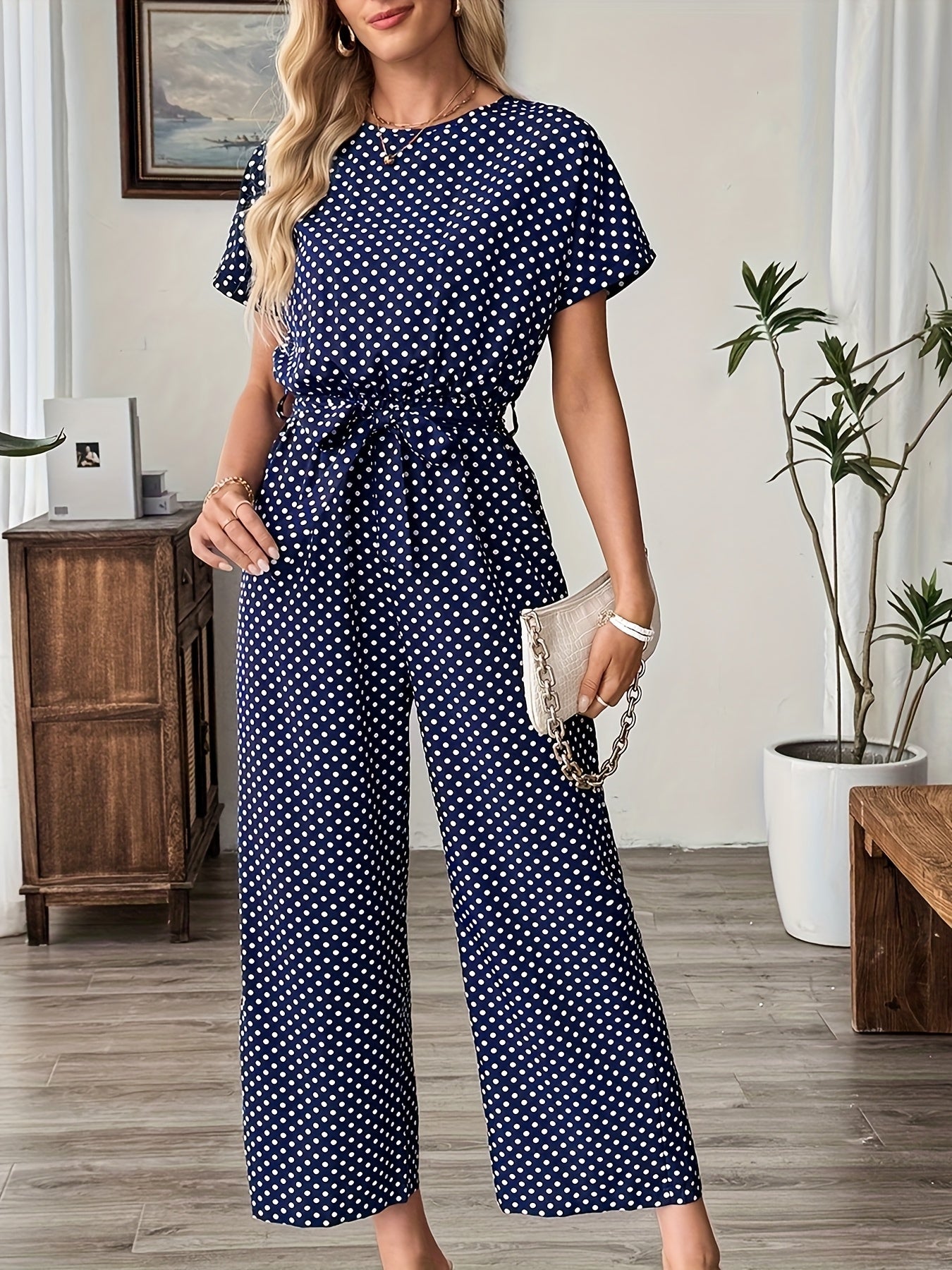 Elegant Off-Shoulder Polka Dot Jumpsuit for Women