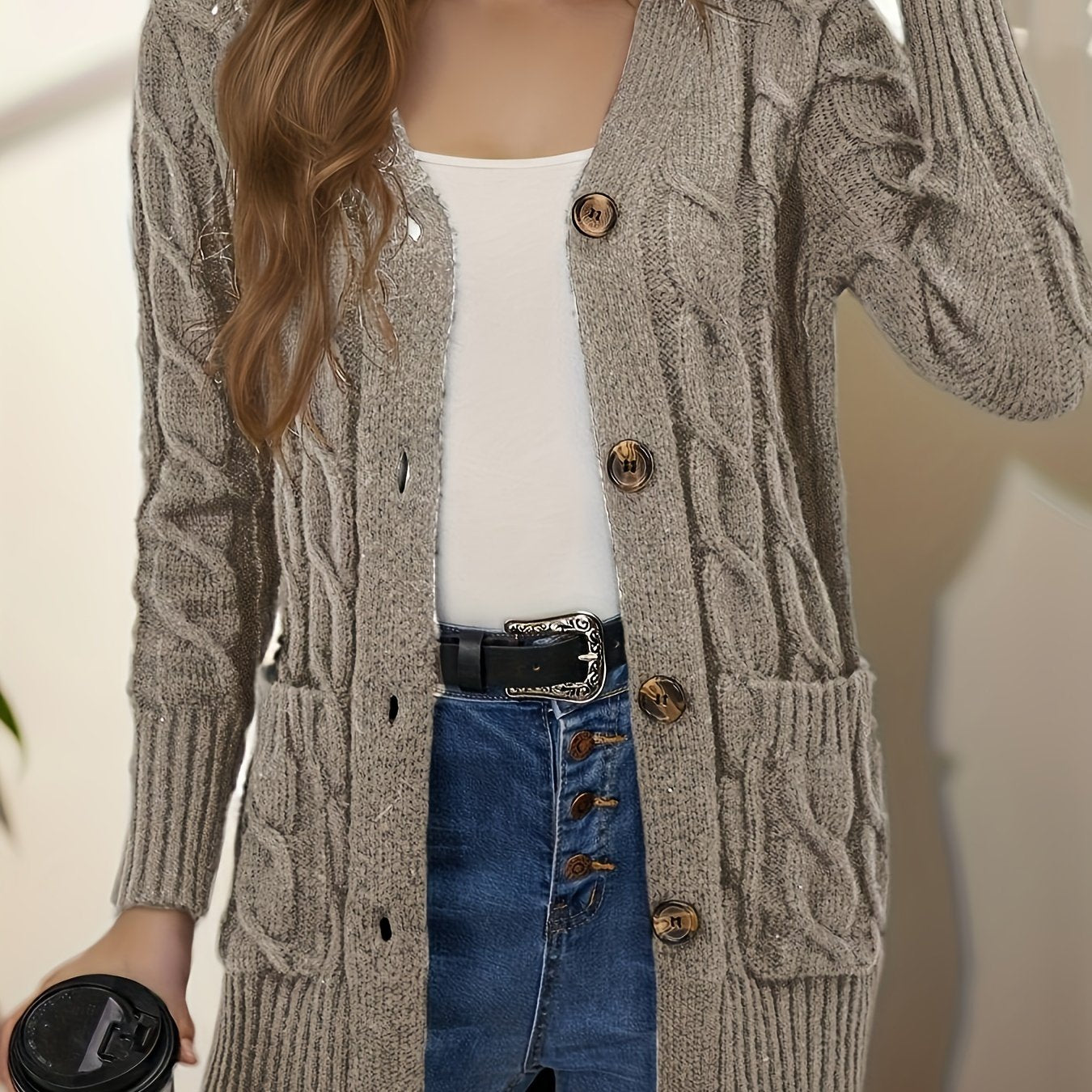 Women's Front Open Cardigan Fashion Button Jacket