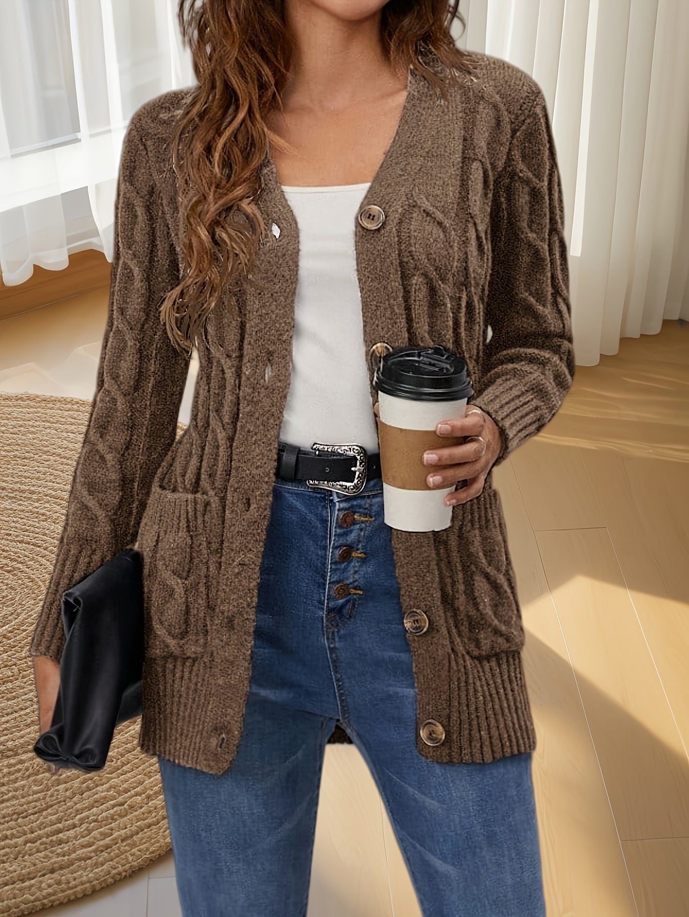 Women's Front Open Cardigan Fashion Button Jacket