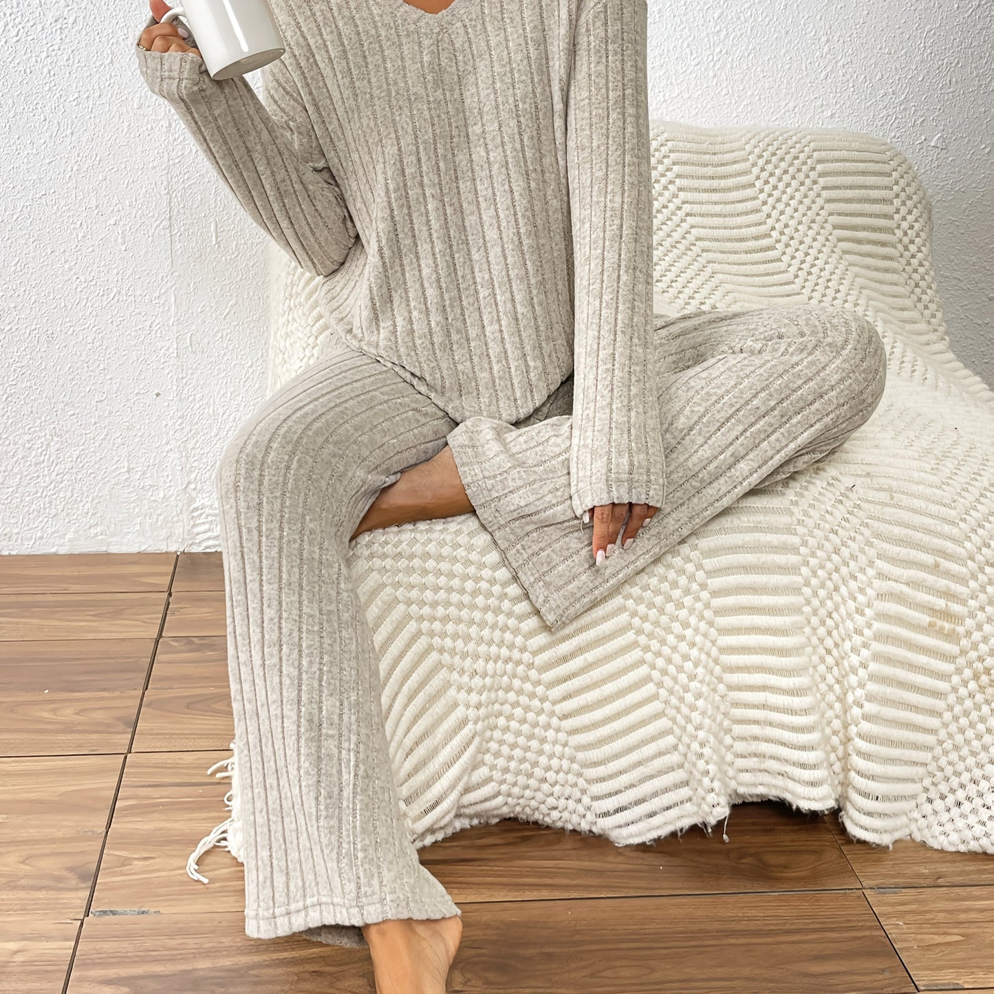 Women'S Casual Ribbed Fleece