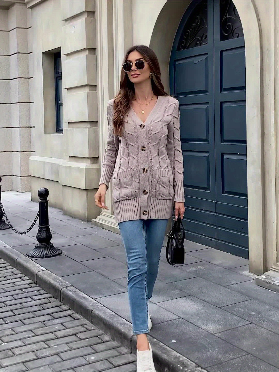 Women's Front Open Cardigan Fashion Button Jacket