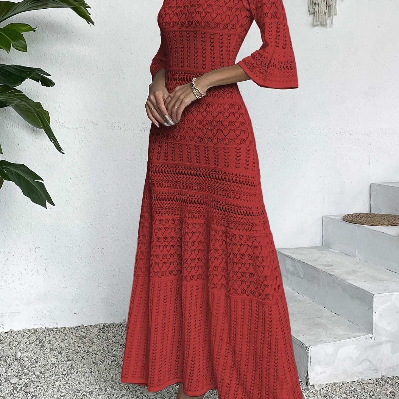 Women's Red Elegant Maxi Dress
