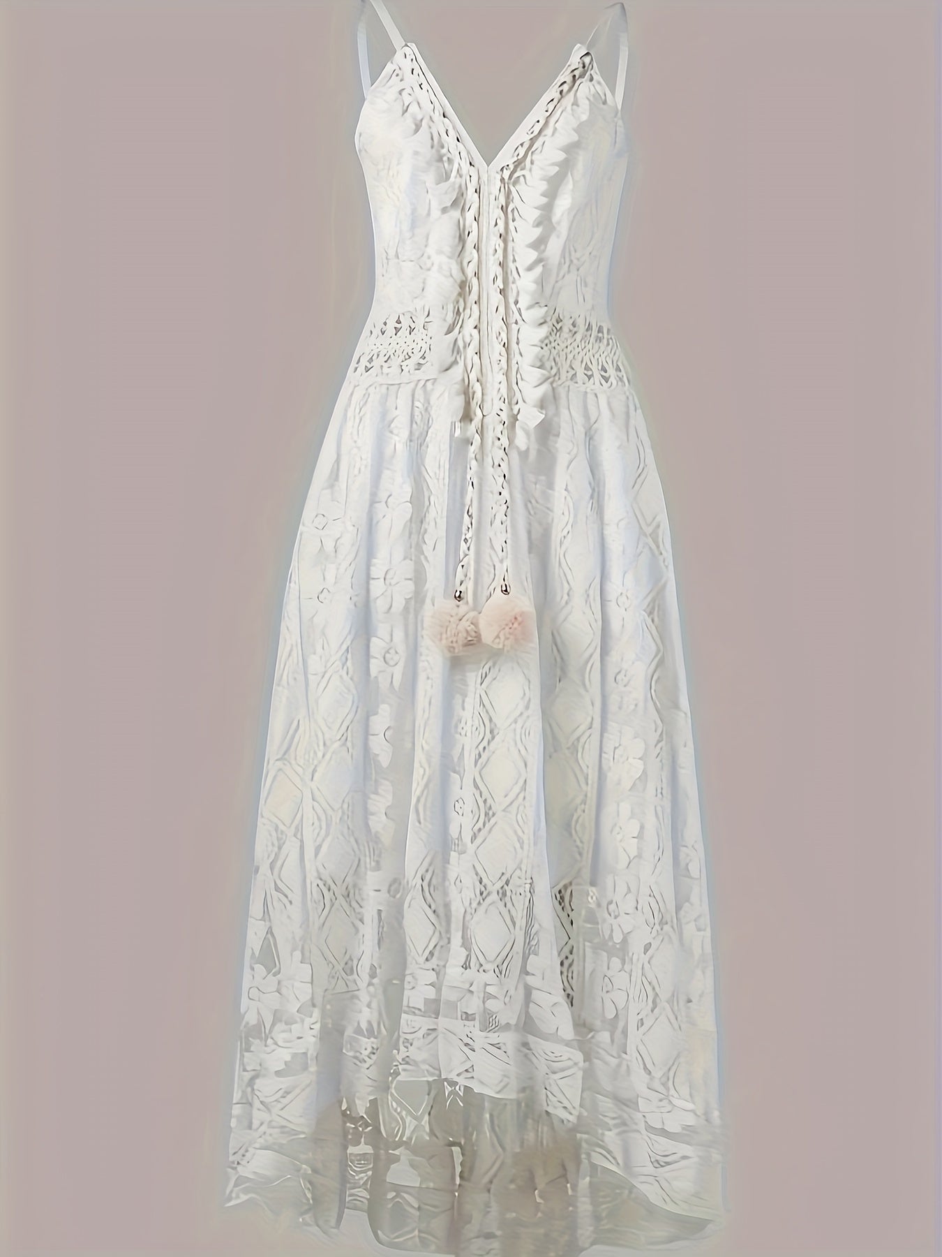 Elegant V-Neck Lace Slingback Maxi Dress