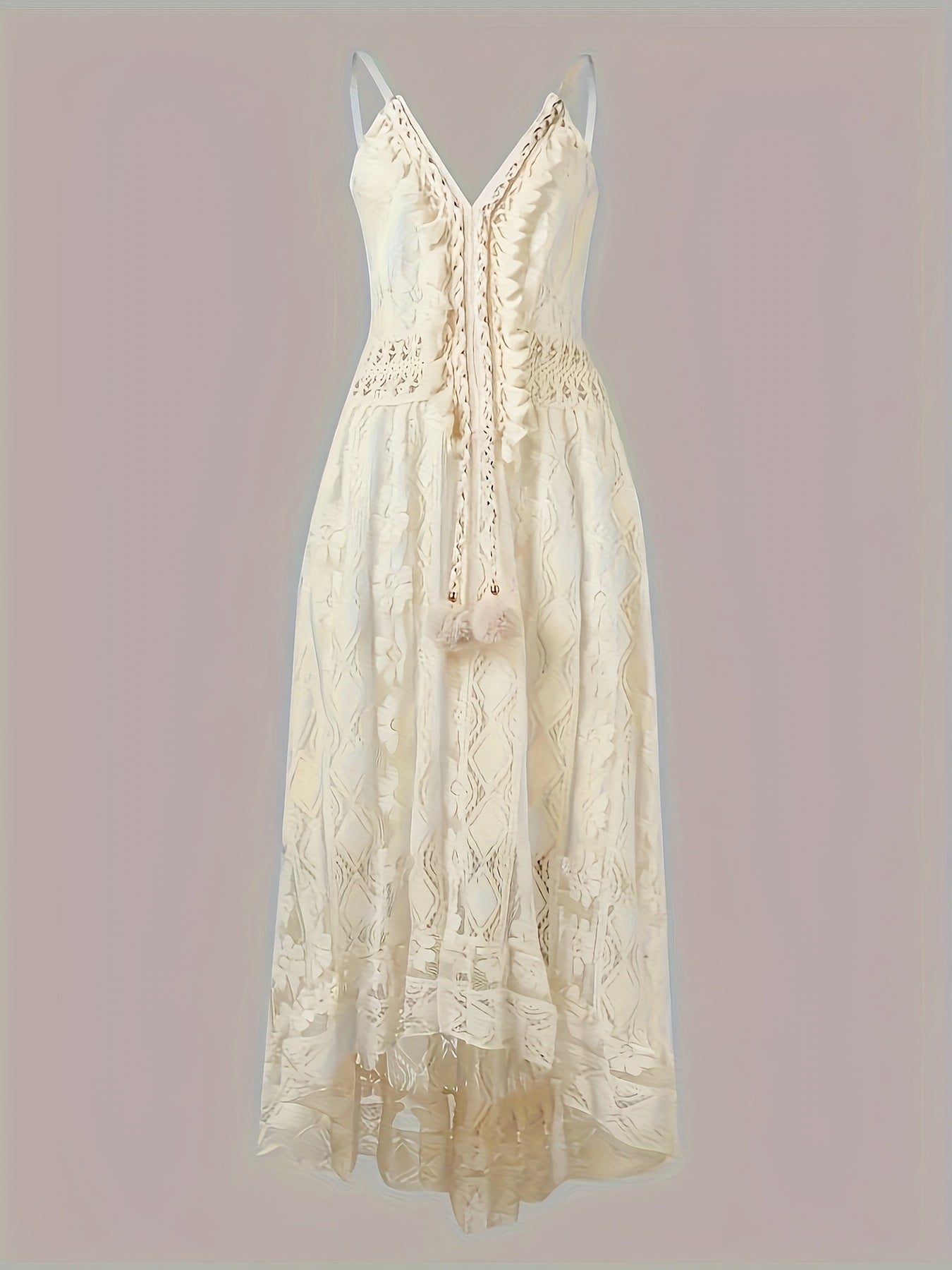 Elegant V-Neck Lace Slingback Maxi Dress
