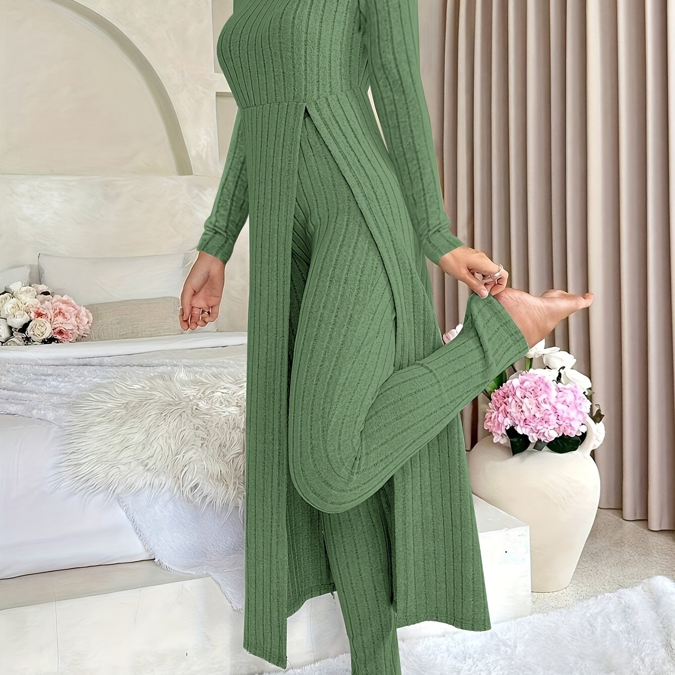 Ribbed Long-sleeved