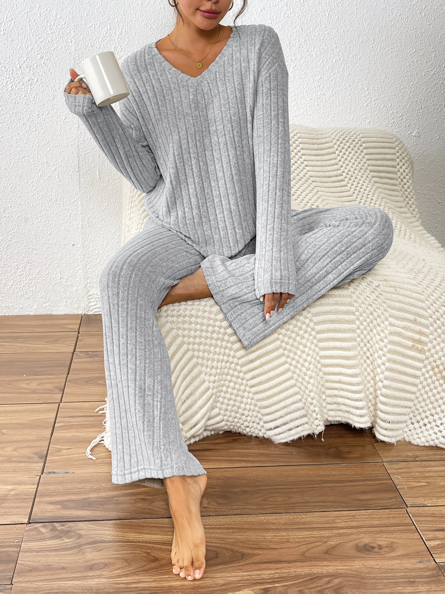 Women'S Casual Ribbed Fleece
