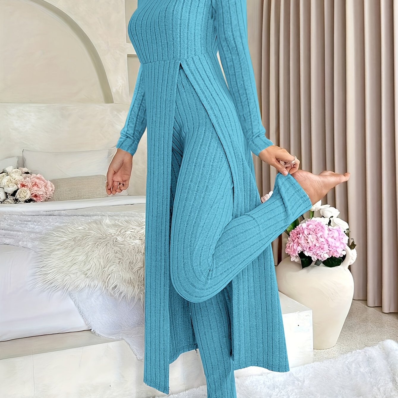 Ribbed Long-sleeved