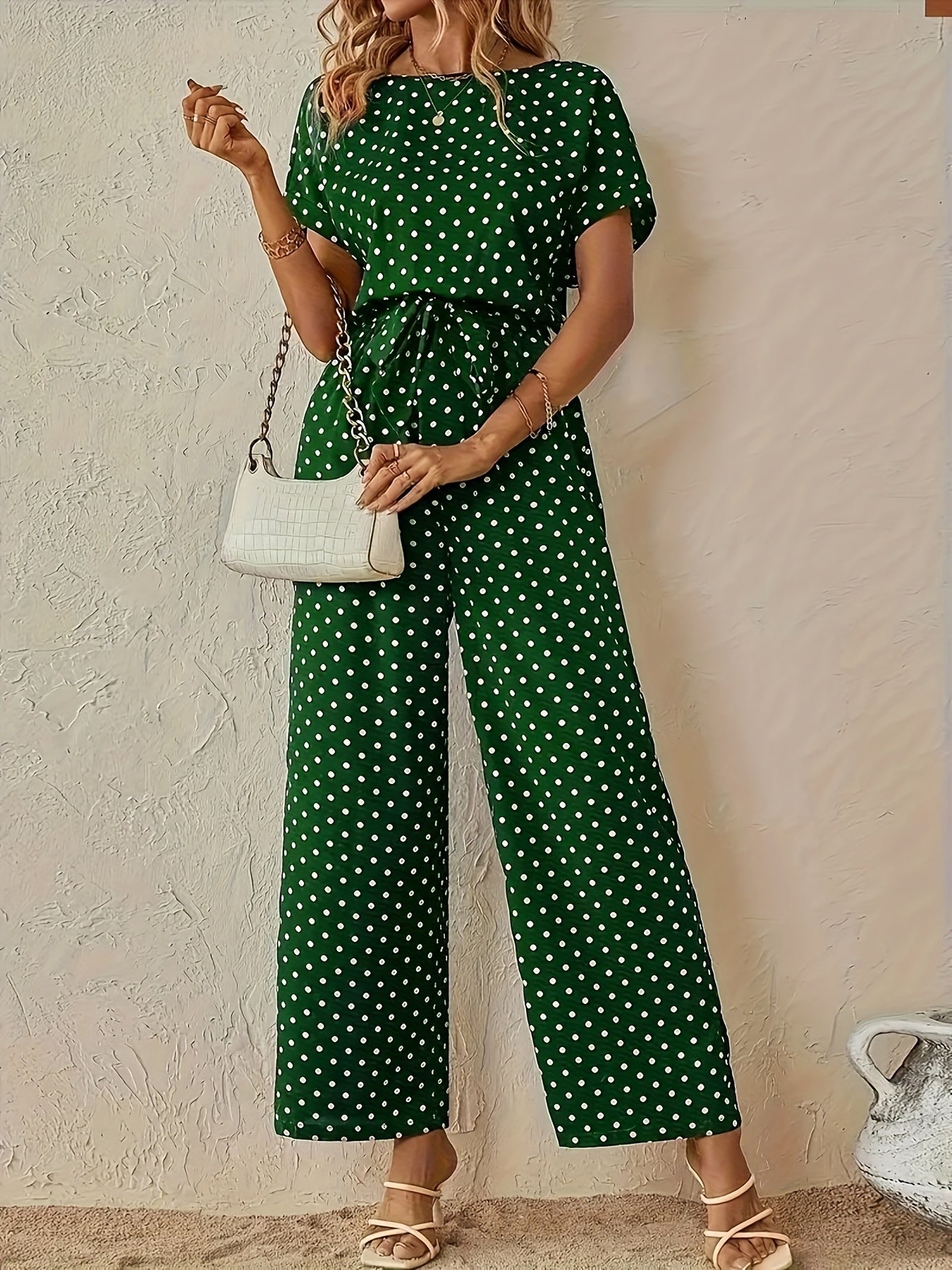 Elegant Off-Shoulder Polka Dot Jumpsuit for Women