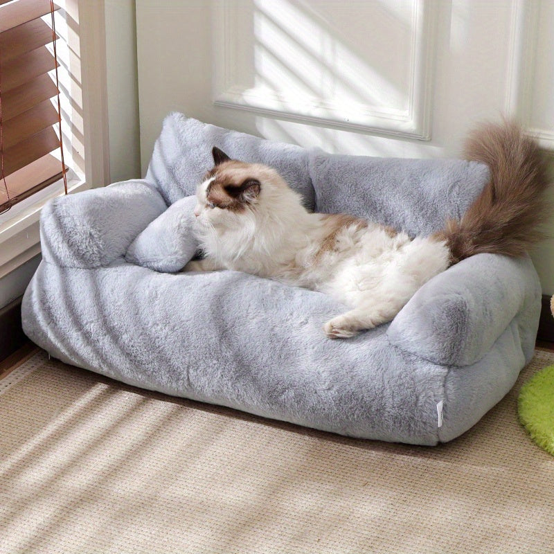 Cozy Gray Cat Sofa Bed