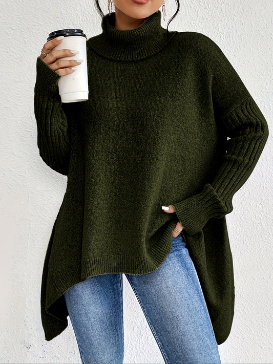 Casual Long Sleeve High Neck Pullover