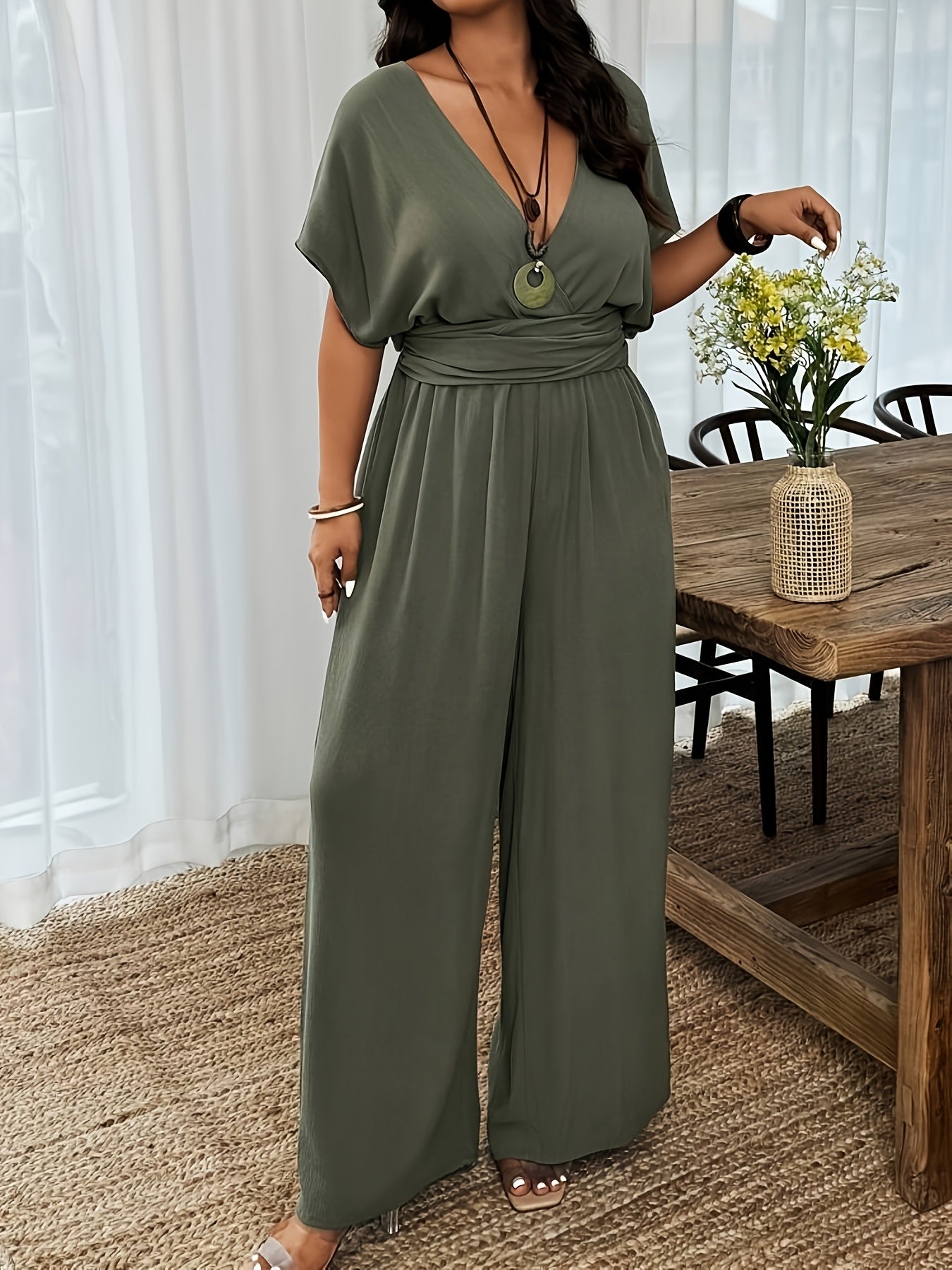 Women's Elegant Olive Green Pantsuit