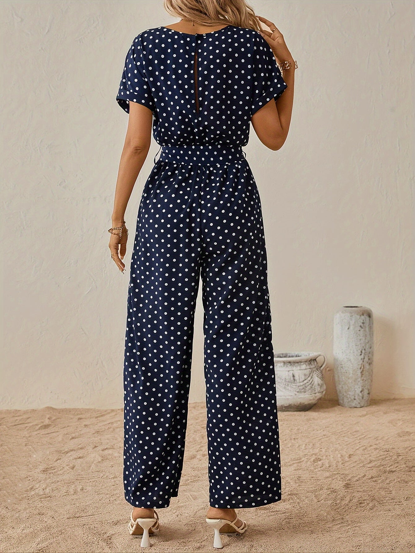 Elegant Off-Shoulder Polka Dot Jumpsuit for Women