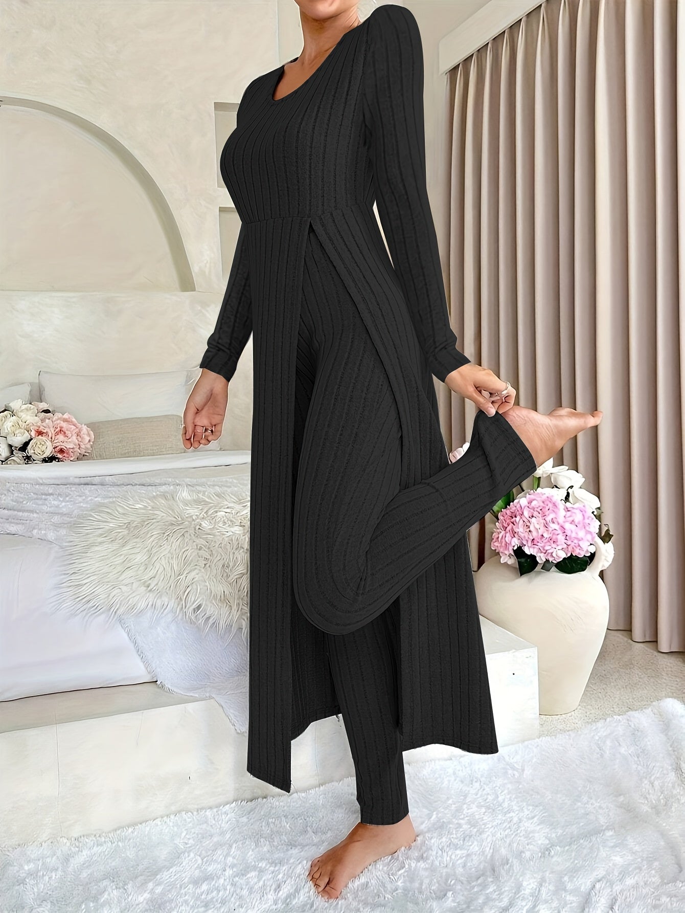 Ribbed Long-sleeved