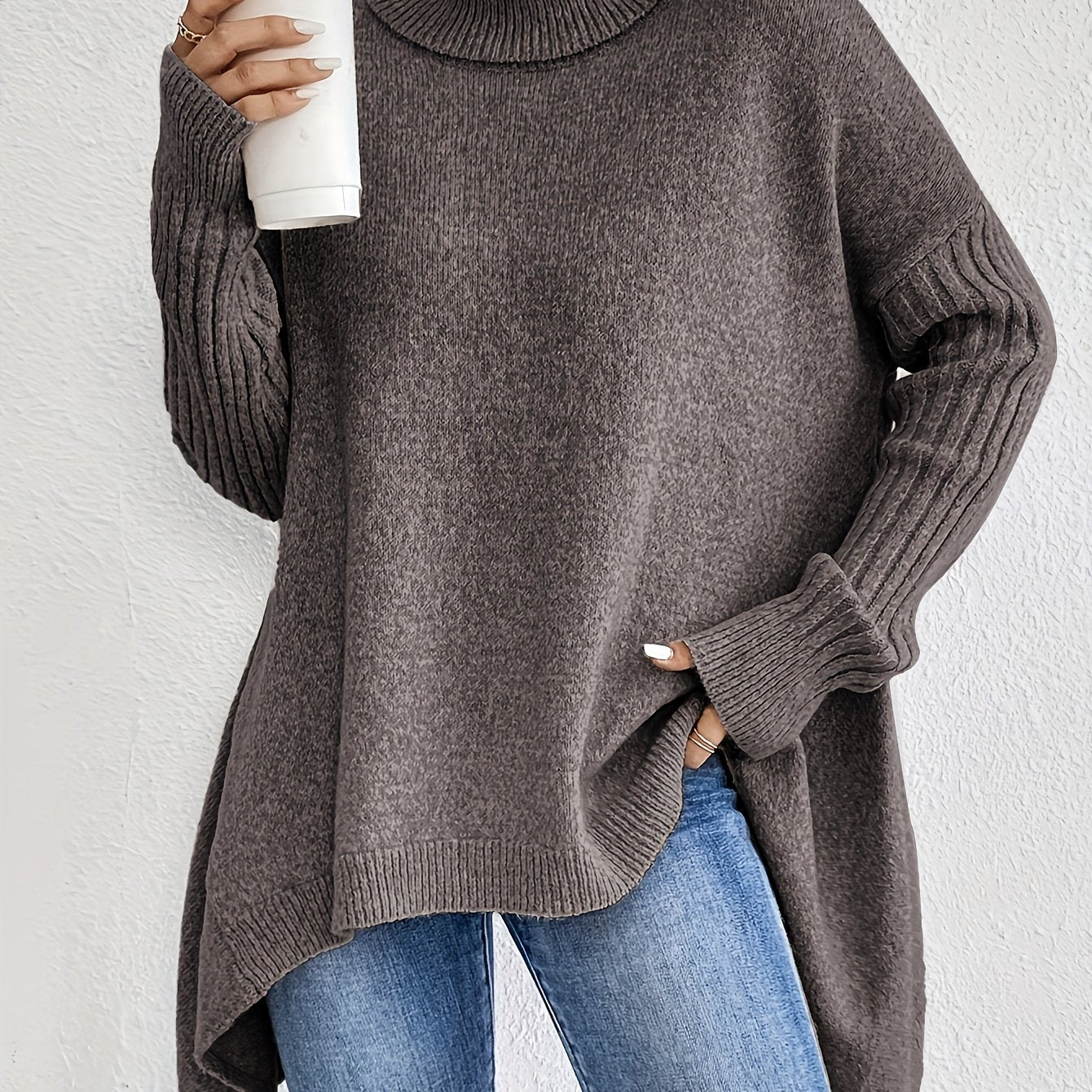 Casual Long Sleeve High Neck Pullover