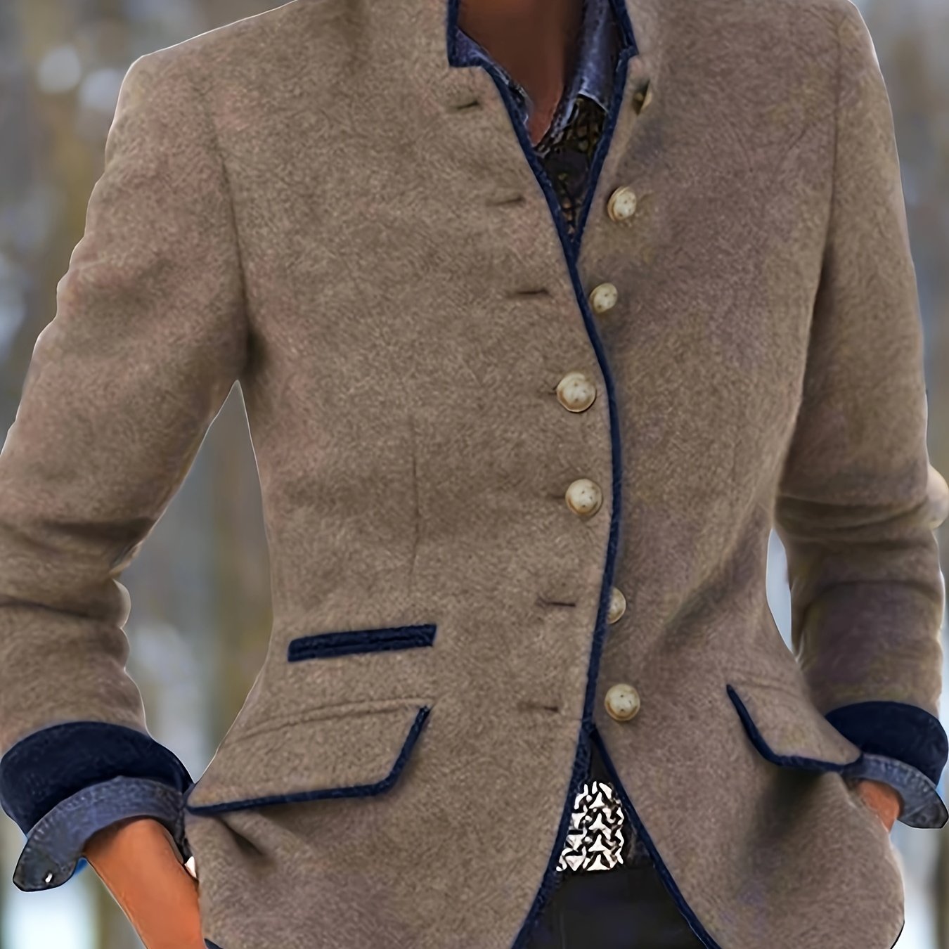 Vintage-Inspired Women'S Long Sleeve Blazer