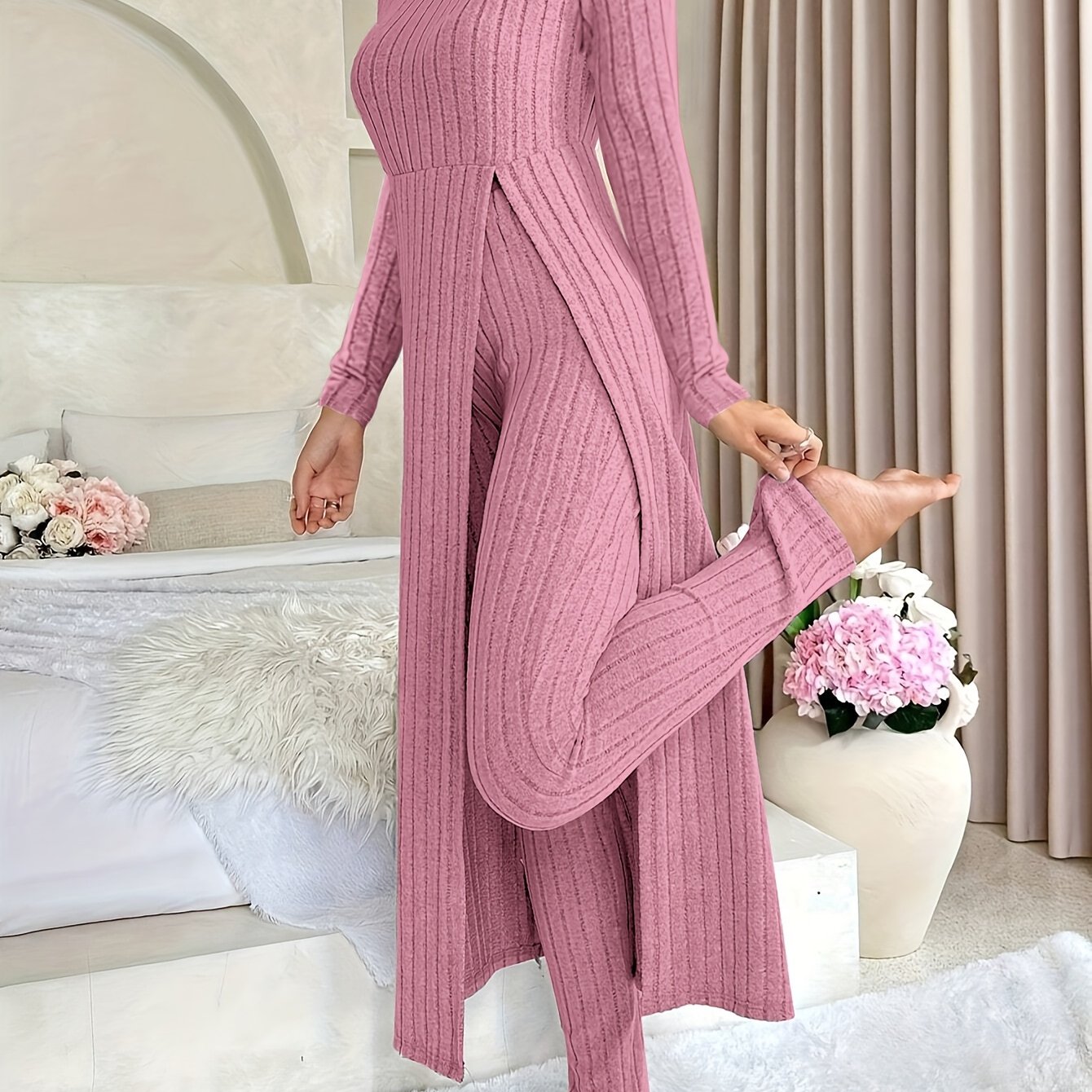 Ribbed Long-sleeved