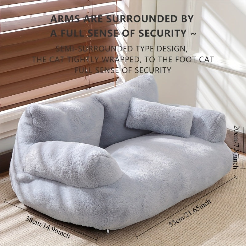 Cozy Gray Cat Sofa Bed