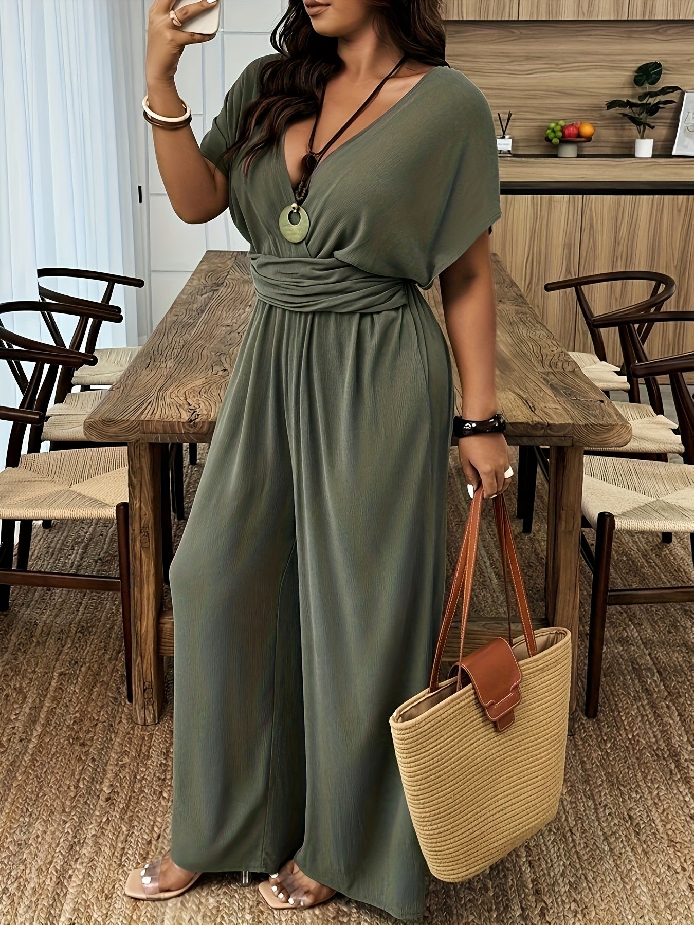 Women's Elegant Olive Green Pantsuit