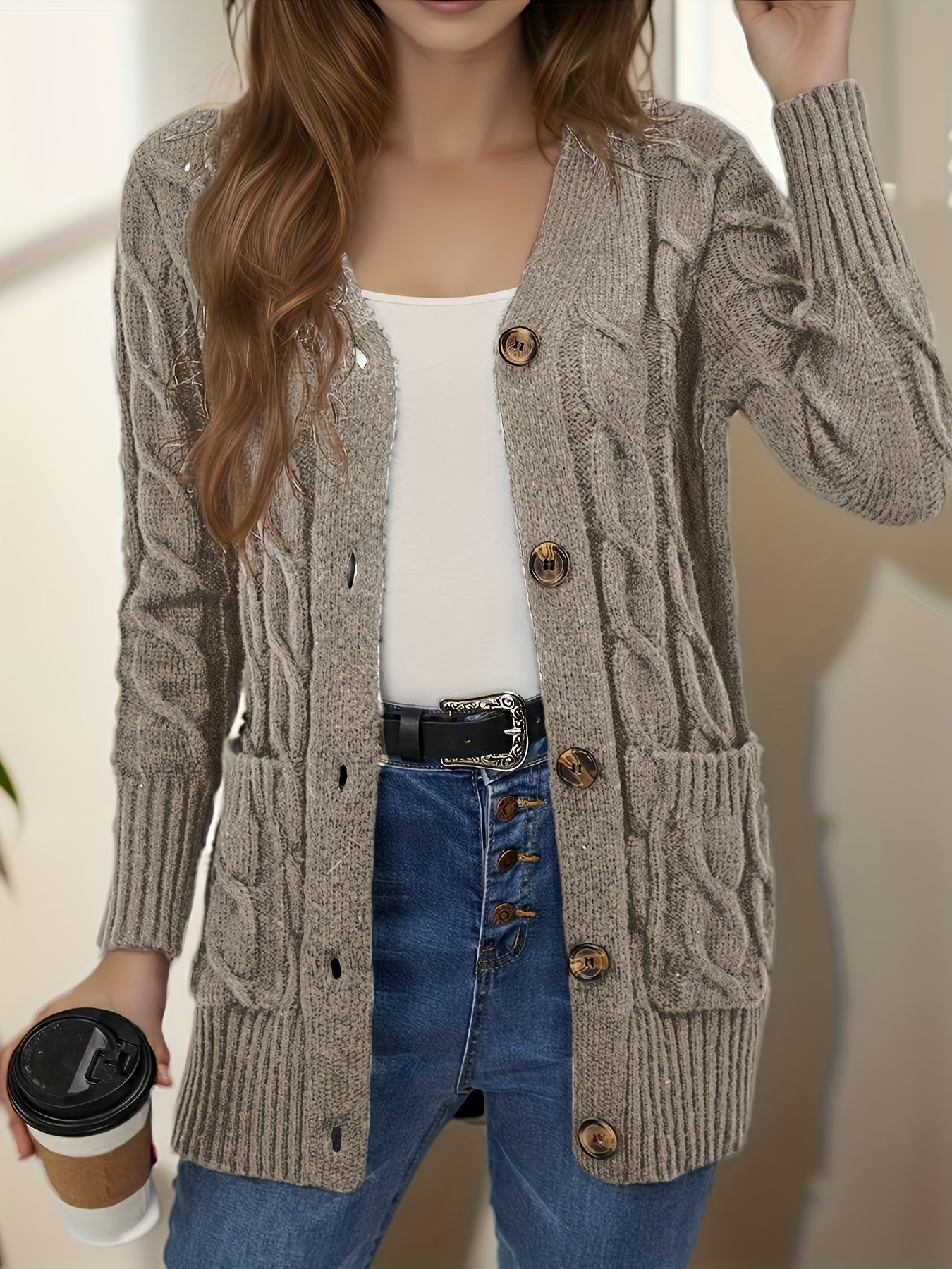 Women's Front Open Cardigan Fashion Button Jacket