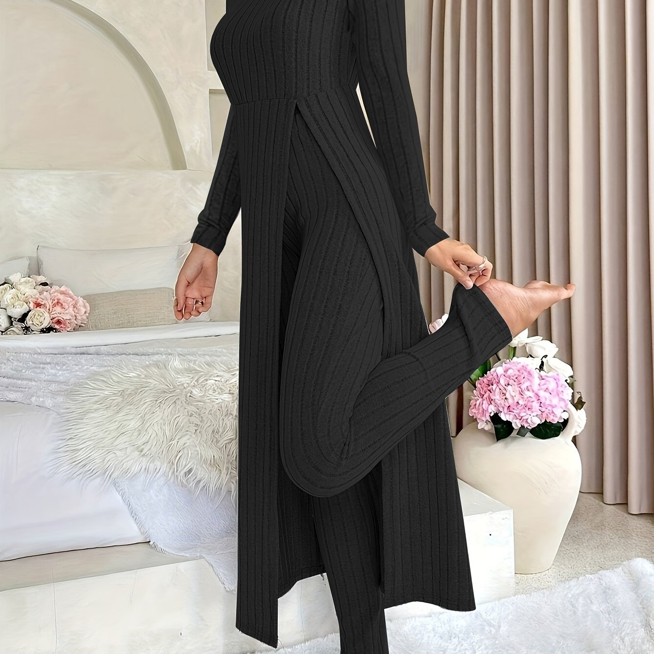 Ribbed Long-sleeved
