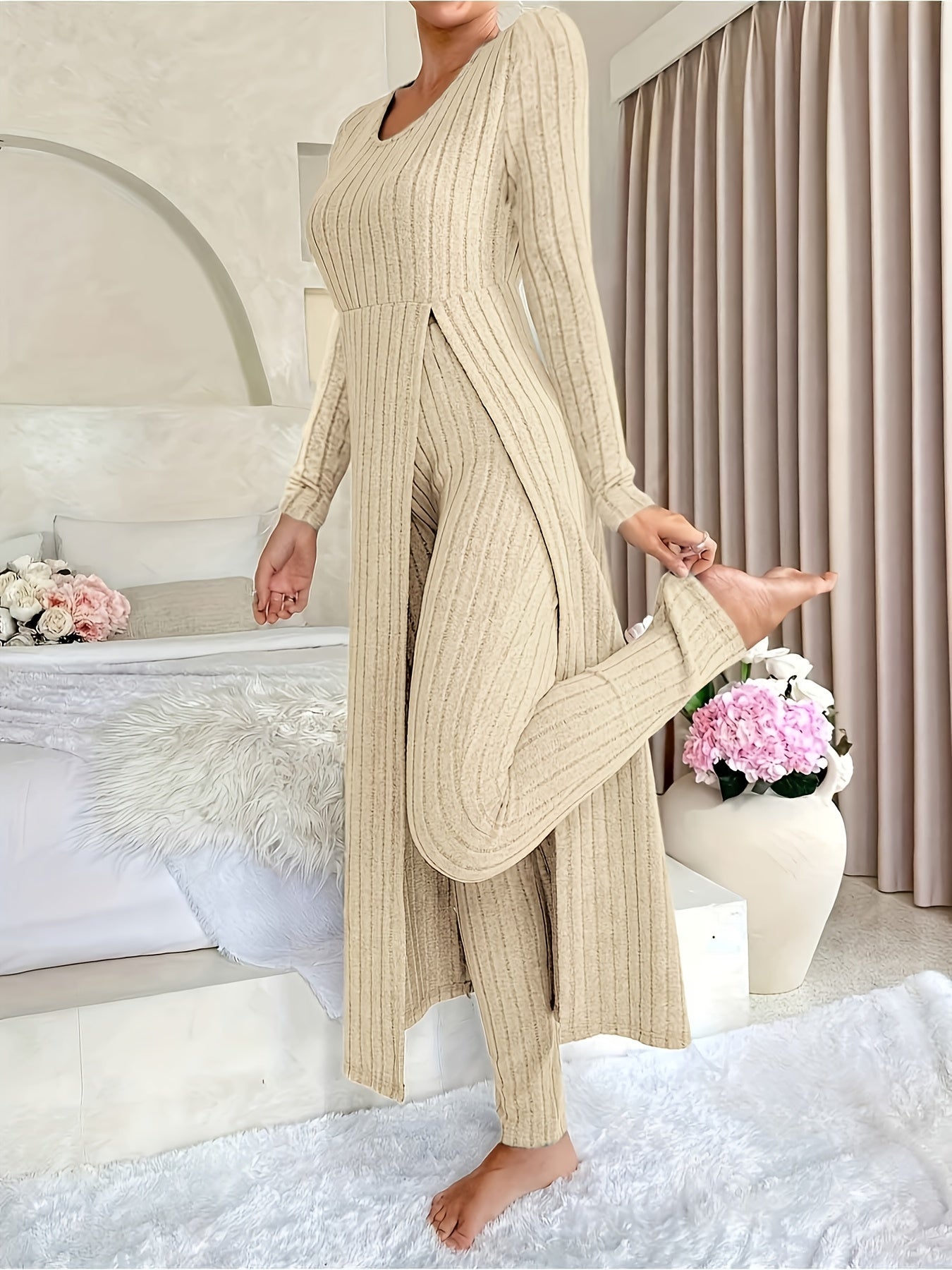 Ribbed Long-sleeved