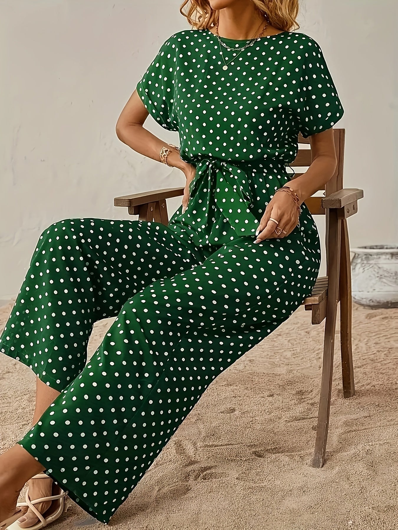 Elegant Off-Shoulder Polka Dot Jumpsuit for Women