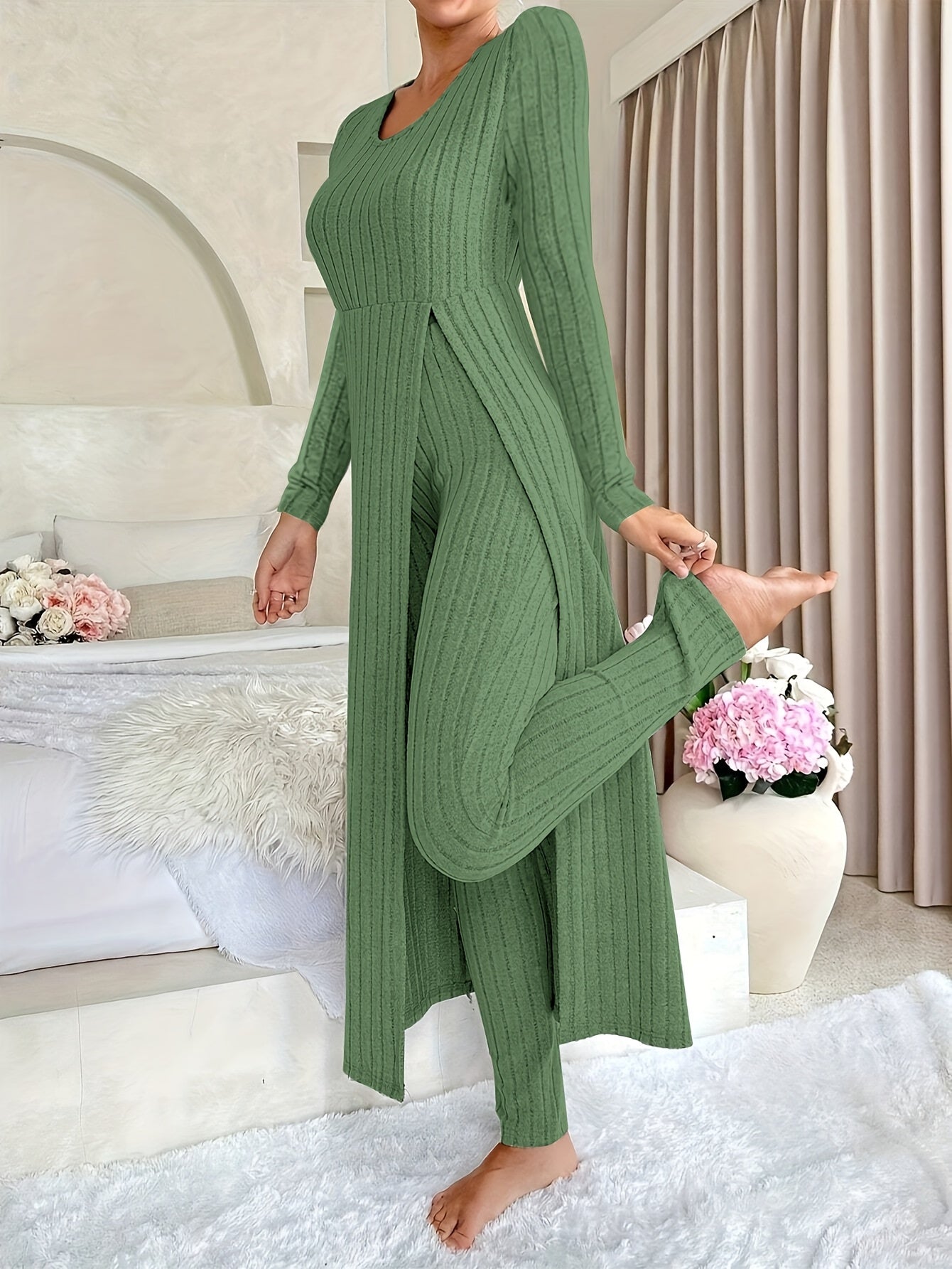 Ribbed Long-sleeved