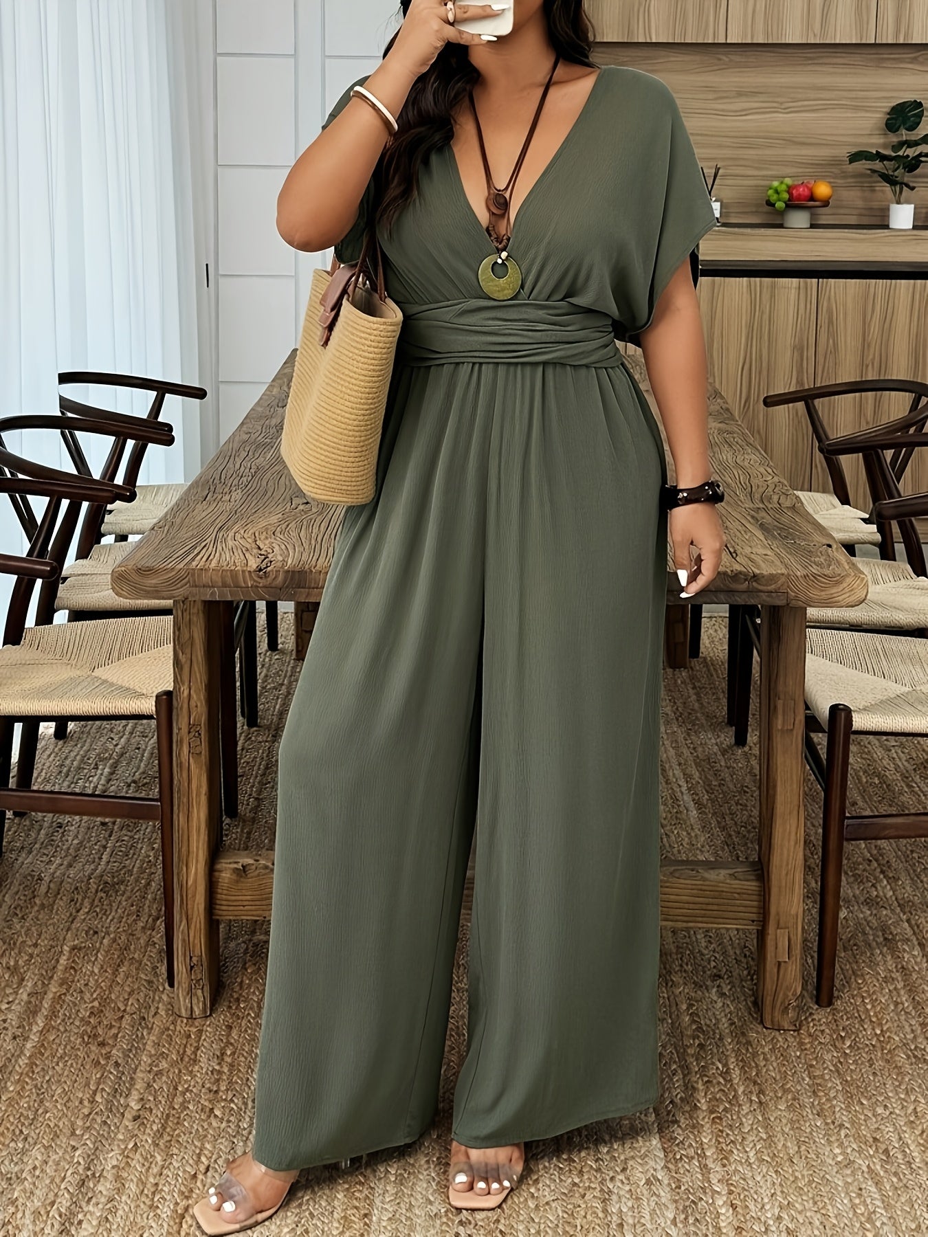Women's Elegant Olive Green Pantsuit
