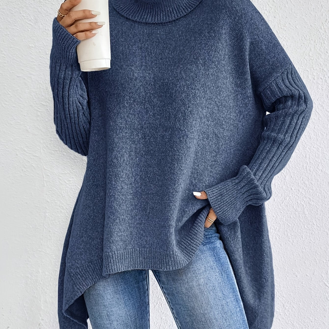 Casual Long Sleeve High Neck Pullover