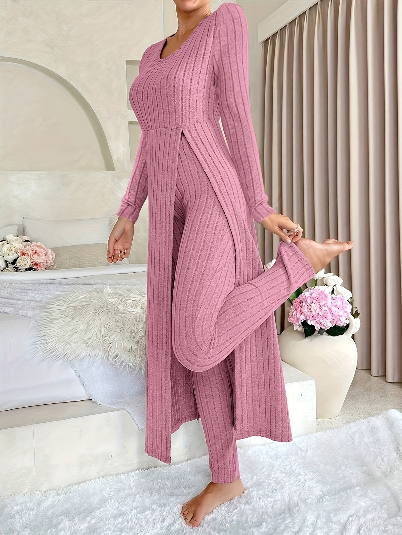 Ribbed Long-sleeved