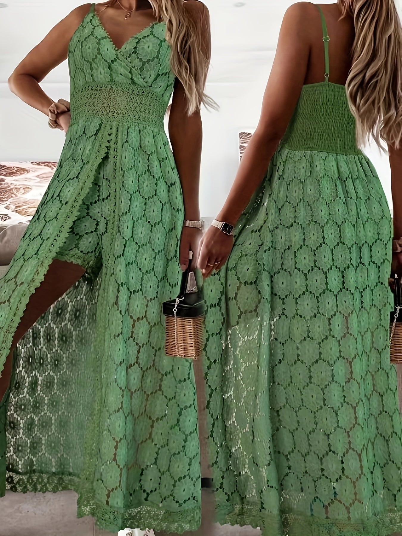 V-Neck Luxe Lace Romper