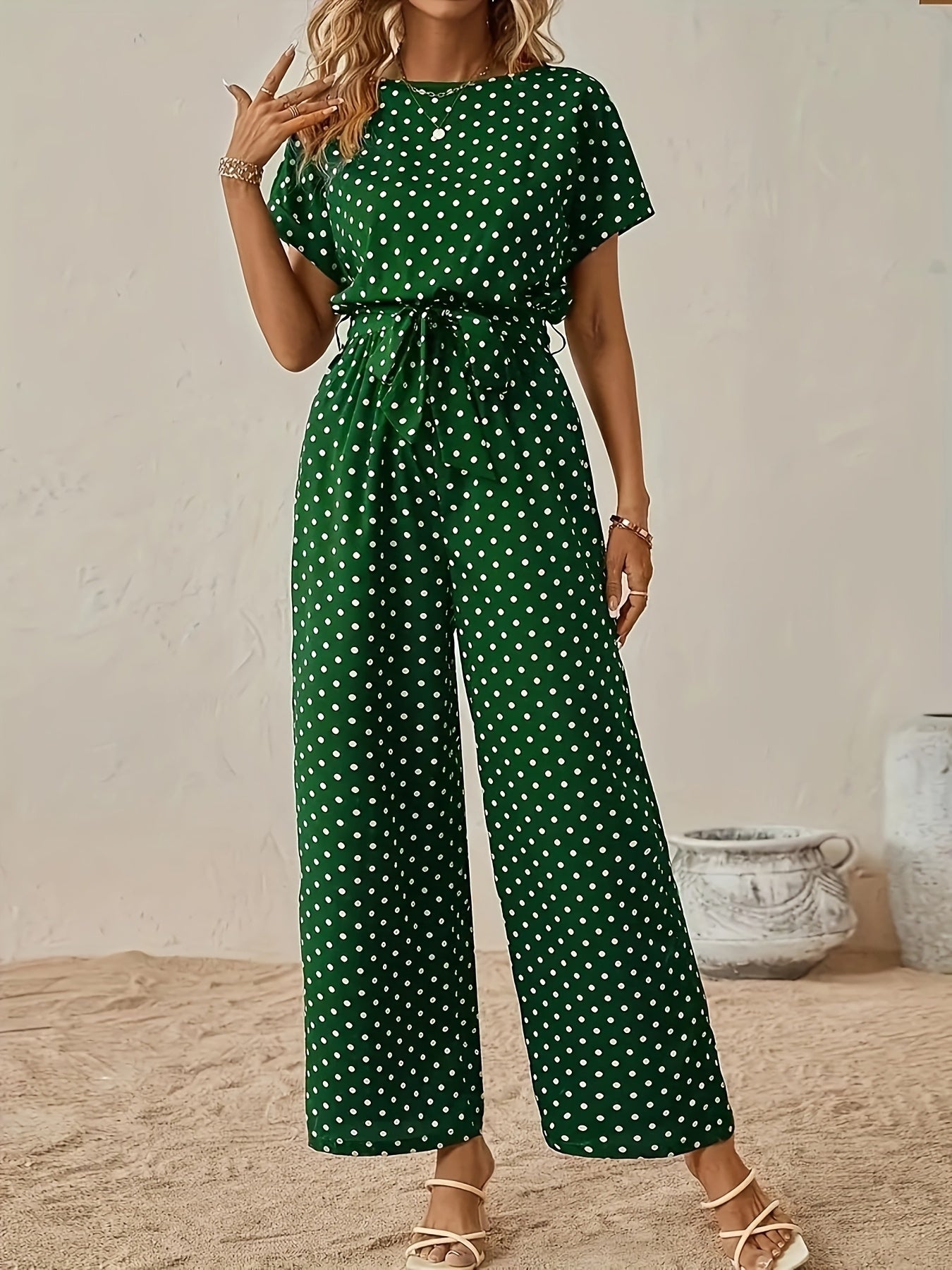 Elegant Off-Shoulder Polka Dot Jumpsuit for Women